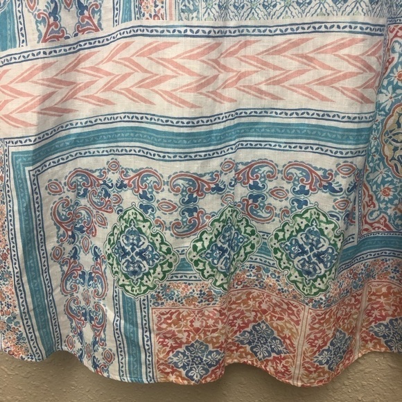Chico’s Linen Coastal Tile Pastel Paisley Long Sleeve Blouse Chico 2 Women’s 12 - Picture 10 of 15